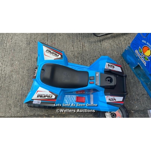 86 - ZOOMIE KIDS ELECTRIC RIDE-ON CAR 2 / COLOUR: BLUE / RRP: £41.99 / APPEARS TO BE NEW, OPEN BOX / SEE ... 