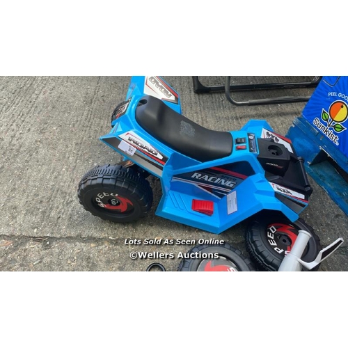 86 - ZOOMIE KIDS ELECTRIC RIDE-ON CAR 2 / COLOUR: BLUE / RRP: £41.99 / APPEARS TO BE NEW, OPEN BOX / SEE ... 