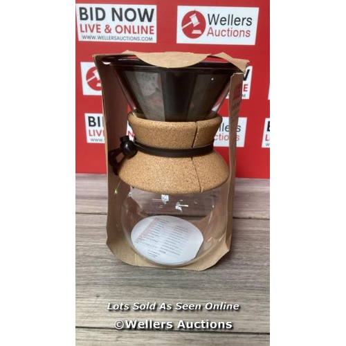 7038 - BODUM 11571 109 1L POUR OVER COFFEE MAKER WITH PERMANENT FILTER / NEW IN ORIGINAL PACKAGING / G26