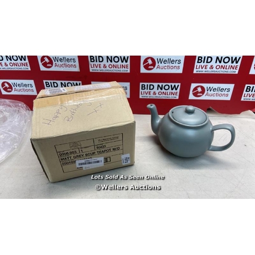 7072 - PRICE & KENSINGTON MATT GREY 6 CUP STONEWARE TEAPOT, 1.1 L / MINIMAL SIGNS OF USE  / E70