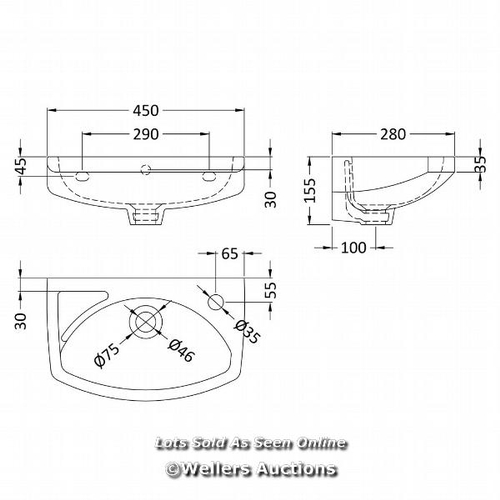 100 - NUIE MELBOURNE 450MM X 280MM / APPEARS TO BE NEW, OPEN BOX / SEE IMAGES FOR DETAILS / MAY HAVE DAMAG... 