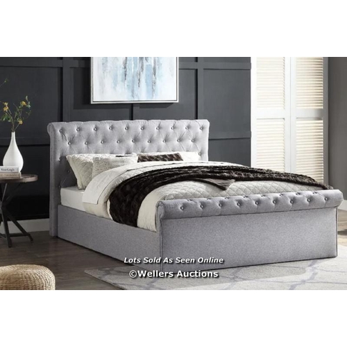 114 - DORIAN UPHOLSTERED OTTOMAN BED / SMALL DOUBLE (COMES IN 2 BOXES) / APPEARS TO BE NEW, OPEN BOX / SEE... 