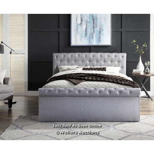 114 - DORIAN UPHOLSTERED OTTOMAN BED / SMALL DOUBLE (COMES IN 2 BOXES) / APPEARS TO BE NEW, OPEN BOX / SEE... 