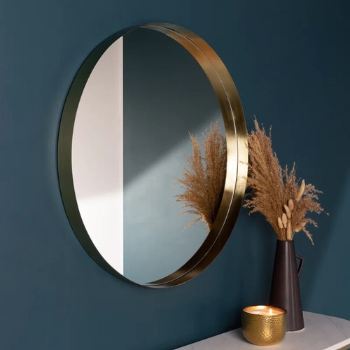 11 - MAKE IT A HOME ROUND METAL WALL MOUNTED ACCENT MIRROR / FINISH: BRASS / RRP: �93.99 / APPEARS TO BE ... 