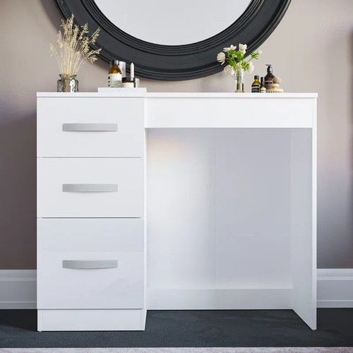 19 - 17 STORIES ARKADIJ 3 DRAWER HIGH GLOSS DRESSING TABLE BEDROOM VANITY DESK / COLOUR: WHITE / RRP: £81... 