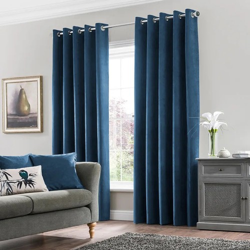 31 - FAIRMONT PARK ERNO EYELET SHEER CURTAINS / COLOUR: NAVY / PANEL SIZE: 168 W X 228 D CM / RRP: �36.99... 