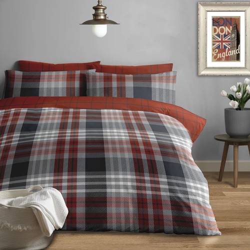 35 - UNION RUSTIC MAHAN 180 TC BRUSHED COTTON DUVET COVER SET / SIZE: KINGSIZE - 2 PILLOWCASES (50 X 70 C... 