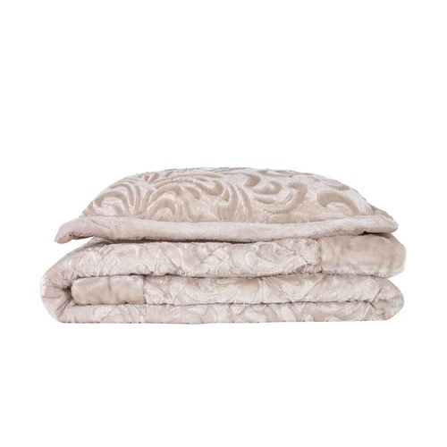 43 - MERCER41 WHITT TEDY FLECE BEDSPREAD / COLOUR: BEIGE / SIZE: 255 X 275CM BEDSPREAD + 2 PILLOW SHAMS /... 