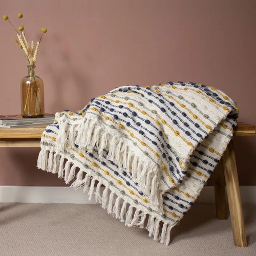 50 - FURN DHADIT THROW / COLOUR: OCHRE / RRP: £24.99 / APPEARS TO BE NEW, OPEN BOX / SEE IMAGES FOR DETAI... 