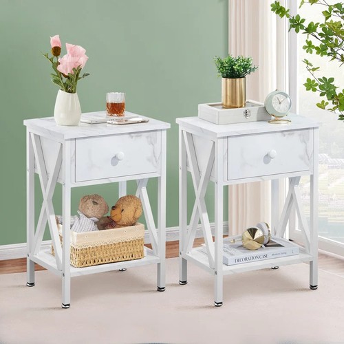 75 - BOROUGH WHARF NS 1 DRAWER BEDSIDE TABLE / COLOUR: WHITE / RRP: £76.99 / APPEARS TO BE NEW, OPEN BOX ... 