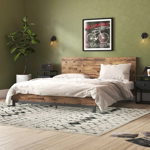 90 - MERCURY ROW FILLMORE RUSTIC BED FRAME WITH ADJUSTABLE HEADBOARD / SIZE: SUPER KING (6') / RRP: £299.... 