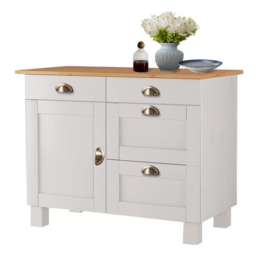 97 - BRAYDEN STUDIO EDGARTON MATTE BASE UNIT / COLOUR: WHITE/HONEY / RRP: £469.99 / APPEARS TO BE NEW, OP... 