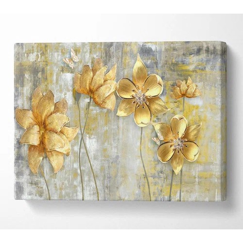 125 - YELLOW FLOWERS BEAUTY WRAPPED CANVAS / APPEARS TO BE NEW, OPEN BOX / SEE IMAGES FOR DETAILS / MAY HA... 