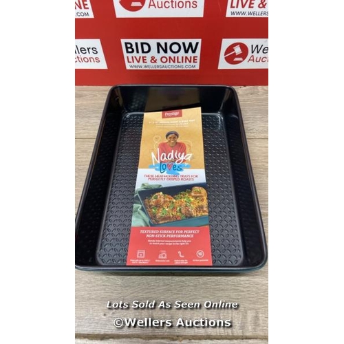 1042 - PRESTIGE X NADIYA ROASTING TIN NON STICK - DEEP LARGE BAKING TRAY 33CM X 23CM / BLUE/BLACK / APPEARS... 