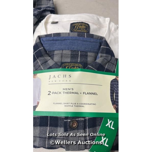 105 - 4X GENTS NEW JACHS NEW YORK THERMAL AND FLANNEL SHIRT PACKS / 3 X XL 1 X L / D