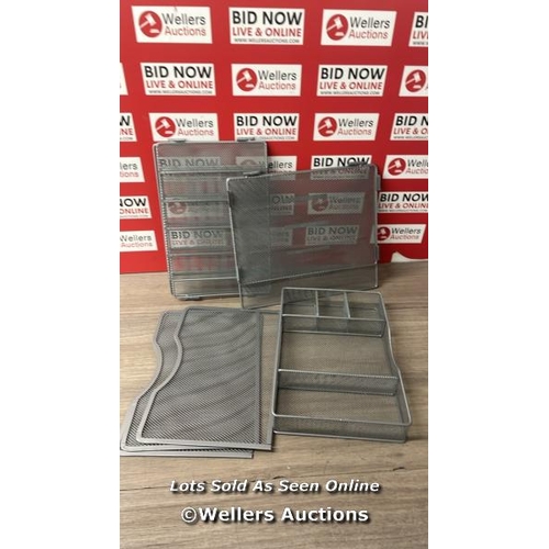 1070 - EASYPAG 5 TIER A4 MESH IN TRAY DESK TIDY FILE  ORGANISER RACK,SILVER