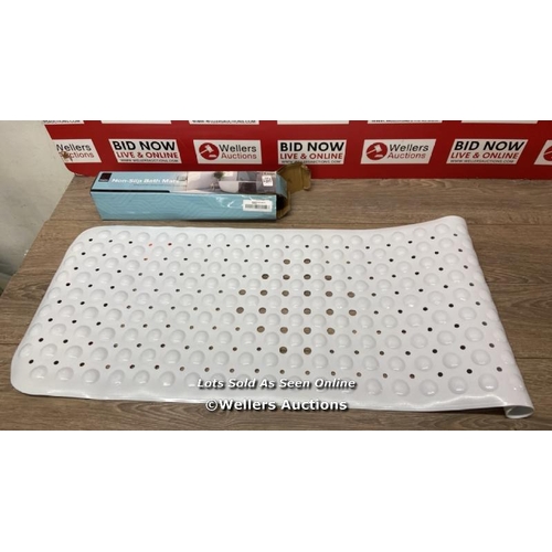 1072 - PREMIUM NON-SLIP BATH MAT - 200 SUCTION CUPS, MACHINE WASHABLE - (40X100CM) - WHITE / APPEARS NEW / ... 