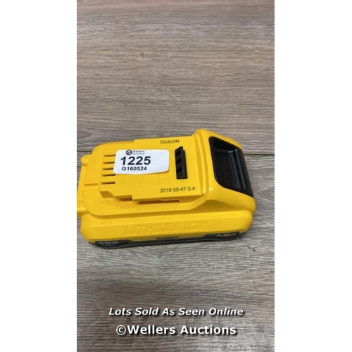 1225 - 1 X GENUINE DEWALT DCB187 XR 18V 3.0AH LI-ION BATTERY *WITH CHARGE INDICATOR*  / F13