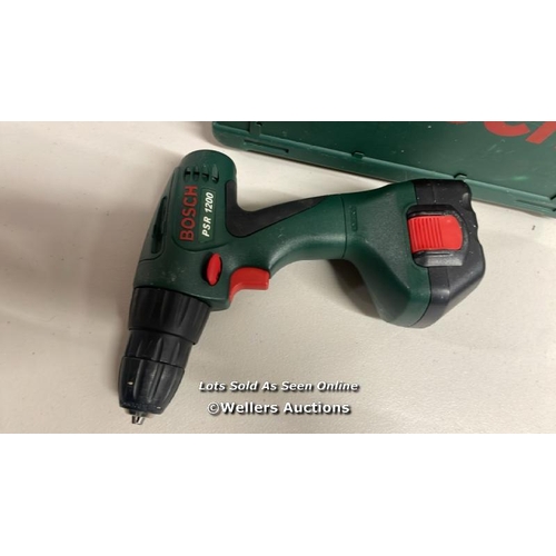 1230 - BOSCH PSR1200 DRILL DRIVER 12V WORKING * BODY/. PLUS CASE/BATTERY  / F13