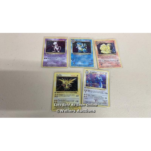 1250 - LOT OF 5 X RARE POKEMON CARDS 1ST EDITION HOLO INC MEWTO ZAPDOS BLASTOISE NINETAILS  / F14