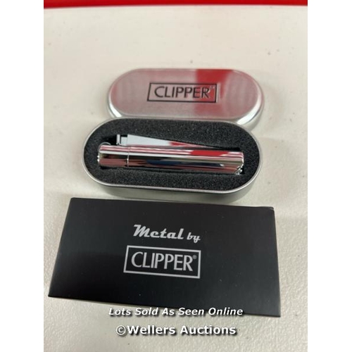 1254 - CLIPPER METAL PIPE LIGHTERS POLISHED OR BRUSHED CHROME FINISH WITH SILVER CASE  / F14