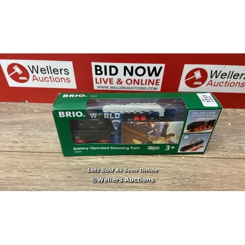 1313 - BRIO WORLD BATTERY POWERED STEAMING TOY TRAIN ENGINE / APPEARS NEW / OPEN BOX / F19