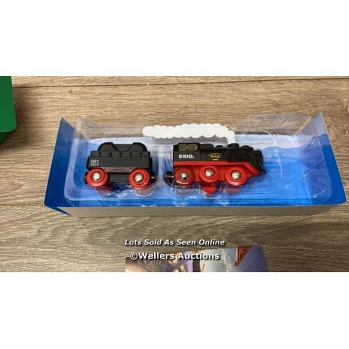 1313 - BRIO WORLD BATTERY POWERED STEAMING TOY TRAIN ENGINE / APPEARS NEW / OPEN BOX / F19