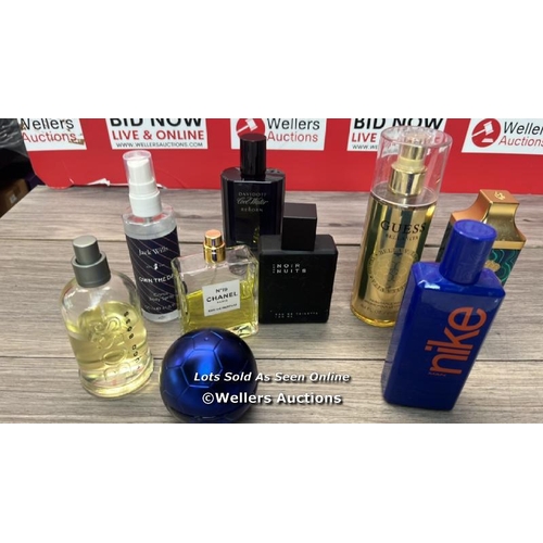 1732 - BAG OF PART USED PERFUMES AND FRAGRANCES INCL. GUESS, DAVIDOFF AND HUGO BOSS