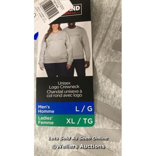 50 - 4X UNISEX NEW KIRKLAND SIGNATURE CREWNECK SWEATSHIRTS / GENTS LARGE LADIES XLARGE / D