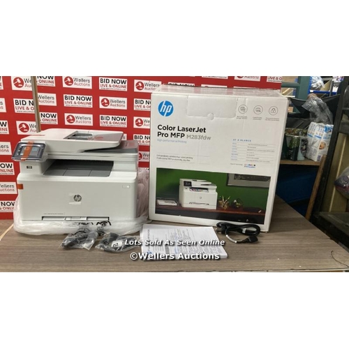 698 - HP M283FDW COLOUR LASERJET PRO PRINTER / POWERS UP / APPEARS NEW IN OPEN BOX / SEE IMAGES / B14