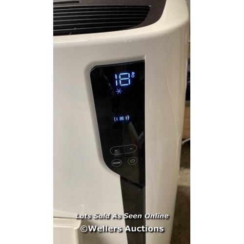 702 - DE'LONGHI 10K BTU PORTABLE AIR CONDITIONER WITH REMOTE CONTROL, PAC EL92 / POWERS UP / SIGNS OF USE ... 