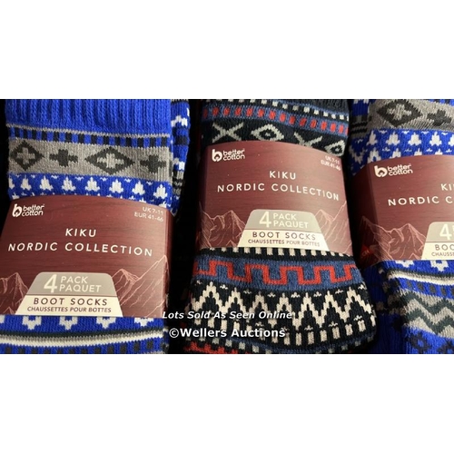 721 - 10X PACKS OF GENTS NEW KIKU NORDIC SOCKS - 4PK