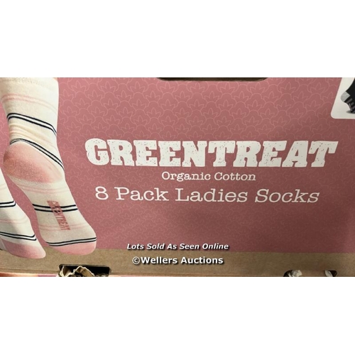 759 - 10X PACKS OF LADIES NEW GREENTREAT SOCKS - 8PK