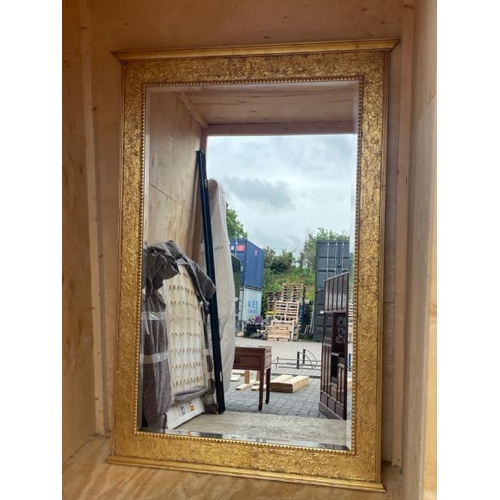 10 - A LARGE MODERN GILT FRAMED MIRROR WITH BEVELLED EDGE , 127CM WIDE X 190CM HIGH / CONTAINER NO: 27086... 