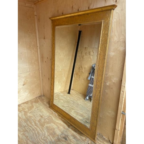 10 - A LARGE MODERN GILT FRAMED MIRROR WITH BEVELLED EDGE , 127CM WIDE X 190CM HIGH / CONTAINER NO: 27086... 