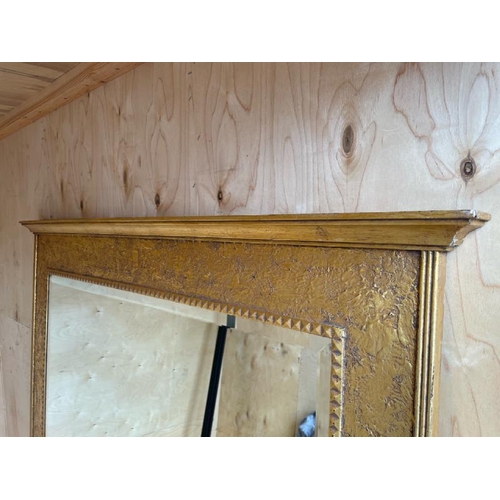 10 - A LARGE MODERN GILT FRAMED MIRROR WITH BEVELLED EDGE , 127CM WIDE X 190CM HIGH / CONTAINER NO: 27086... 