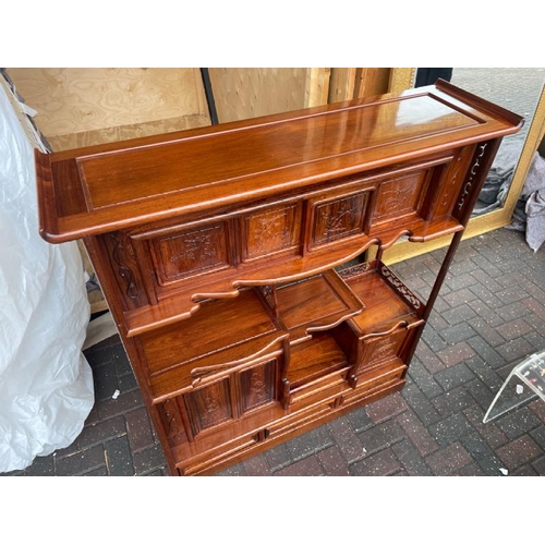 3 - A MODERN CHINESE STYLE ROSEWOOD DISPLAY CABINET WITH FOUR DRAWERS AND SLIDING DOOR COMPARTMENTS, 131... 