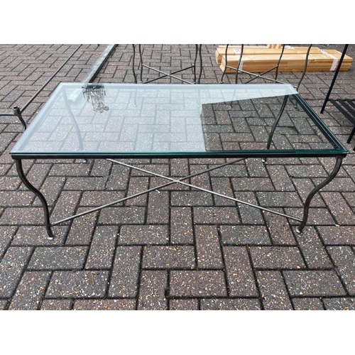 6 - METAL FRAMED COFFEE TABLE WITH GLASS TOP, 40CM HIGH X 100 WIDE X 50CM DEEP / CONTAINER NO: 70216