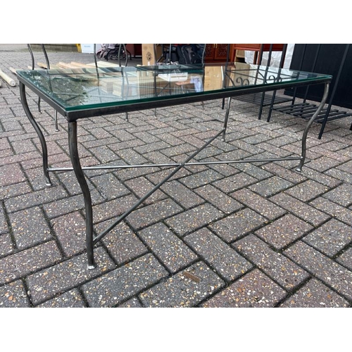 6 - METAL FRAMED COFFEE TABLE WITH GLASS TOP, 40CM HIGH X 100 WIDE X 50CM DEEP / CONTAINER NO: 70216