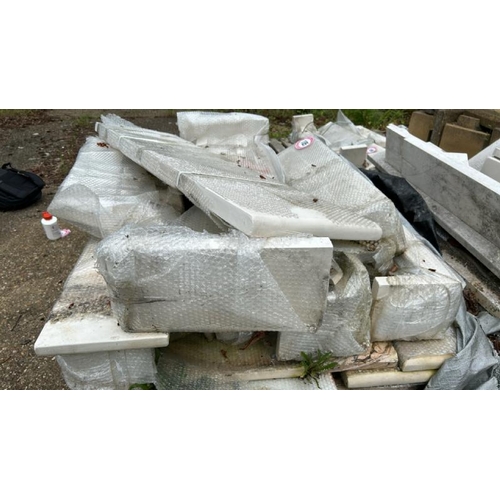 185 - PALLET FULL OF MARBLE FIREPLACE COMPONENTS