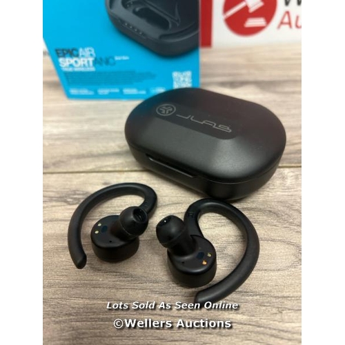 8010 - JLAB EPIC AIR SPORT ANC TRUE WIRELESS EARBUDS IN BLACK / POWERS UP & CONNECTS VIA BLUETOOTH WITH SOU... 