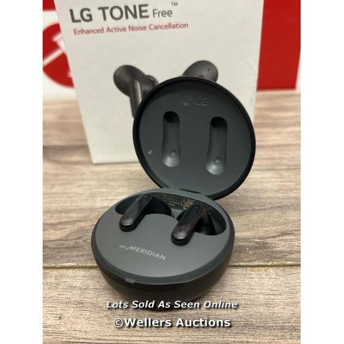 8019 - LG UFP5 WIRELESS EARBUDS / POWERS UP & CONNECTS VIA BLUETOOTH WITH SOUND THROUGH LEFT EAR ONLY / SIG... 