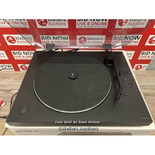 8024 - SONY PS-LX310BT STEREO TURNTABLE SYSTEM / POWERS UP / SIGNS OF USE / DOESN'T SPIN / SEE IMAGES FOR C... 