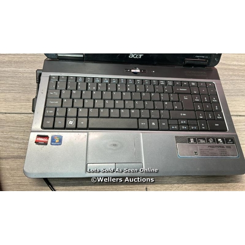 8100 - TOSHIBA ASPIRE 5532 LAPTOP, POWERS UP NO DISPLAY, WITH CHARGER, AS FOUND  / T22