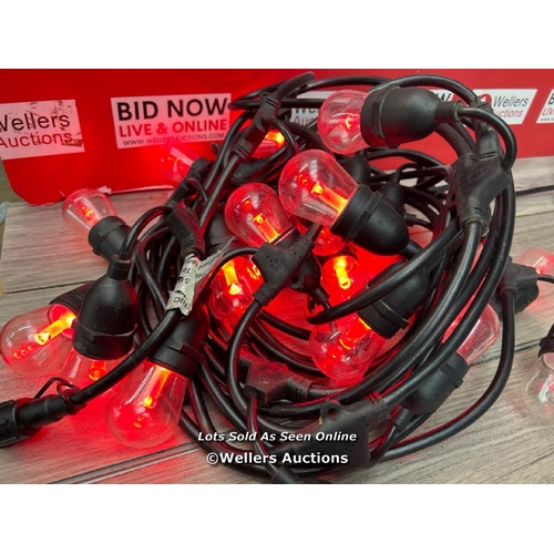 8114 - FIET HEAVY DUTY RED GARDEN STRING LIGHTS, POWERS UP NOT FULLY TESTED, SIGNS OF USE  / T24