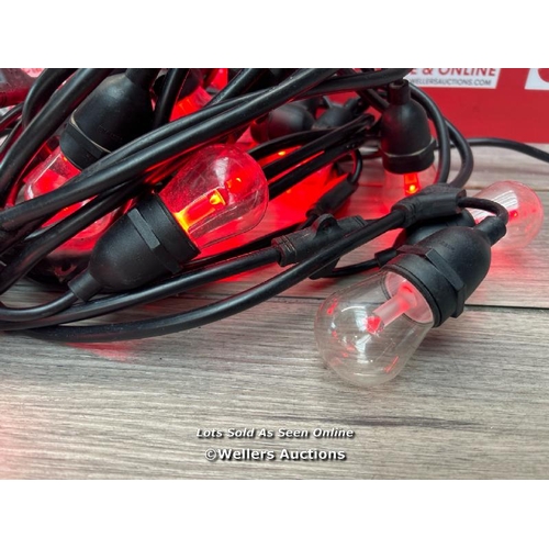 8114 - FIET HEAVY DUTY RED GARDEN STRING LIGHTS, POWERS UP NOT FULLY TESTED, SIGNS OF USE  / T24