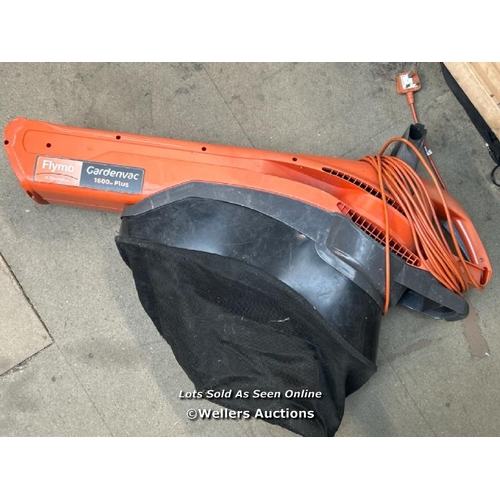 8123 - FLYMO GARDENVAC, POWERS UP, NOT FULLY TESTED, SIGNS OF USE, MINOR DAMAGE TO THE HANDLE  / T21