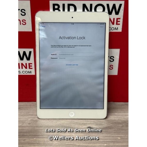 8124 - APPLE IPAD A1432 SN: F7NMMMBQF196, POWERS UP WITH SCREEN FAULT, ACTIVATION ACCOUNT LOCKED, WITHOUT C... 