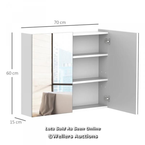 8226 - HOMCOM MIRROR CABINET, WALL MOUNT BATHROOM STORAGE CABINET WITH ADJUSTABLE SHELF, DOUBLE DOOR CUPBOA... 