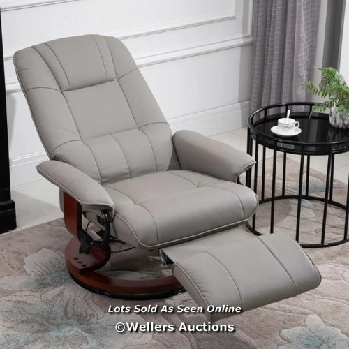 8240 - HOMCOM MANUAL RECLINER CHAIR ARMCHAIR SOFA WITH FAUX LEATHER UPHOLSTERED WOODEN BASE FOR LIVING ROOM... 